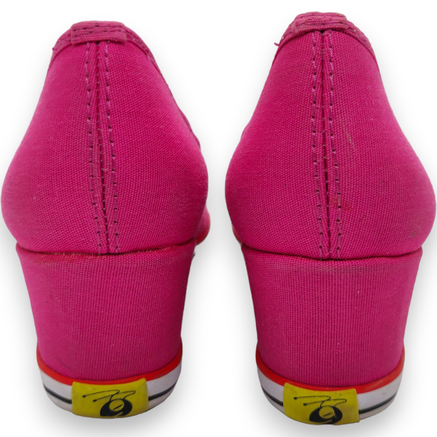 Sugar Pink Canvas Slip On Wedge Pumps Shoes Women Size EU 36 (UK 3.5)