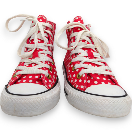 Converse All Star High Tops Red White Polka Dot Trainers Sneakers Shoes Women Size UK 4