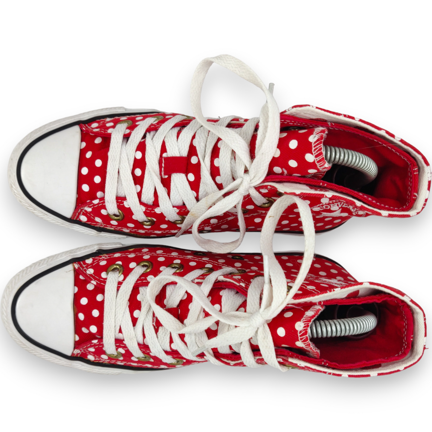 Converse All Star High Tops Red White Polka Dot Trainers Sneakers Shoes Women Size UK 4