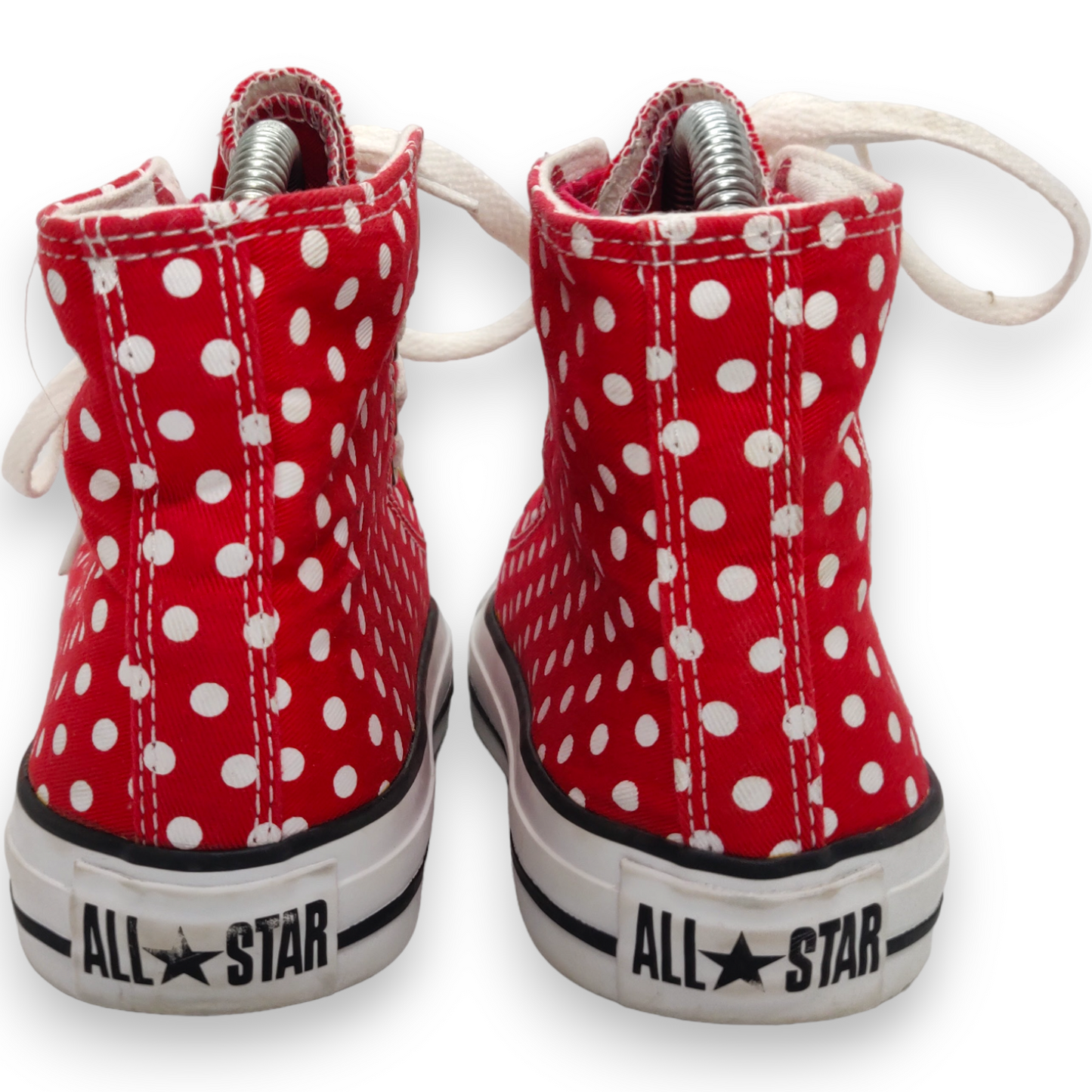 Converse All Star High Tops Red White Polka Dot Trainers Sneakers Shoes Women Size UK 4