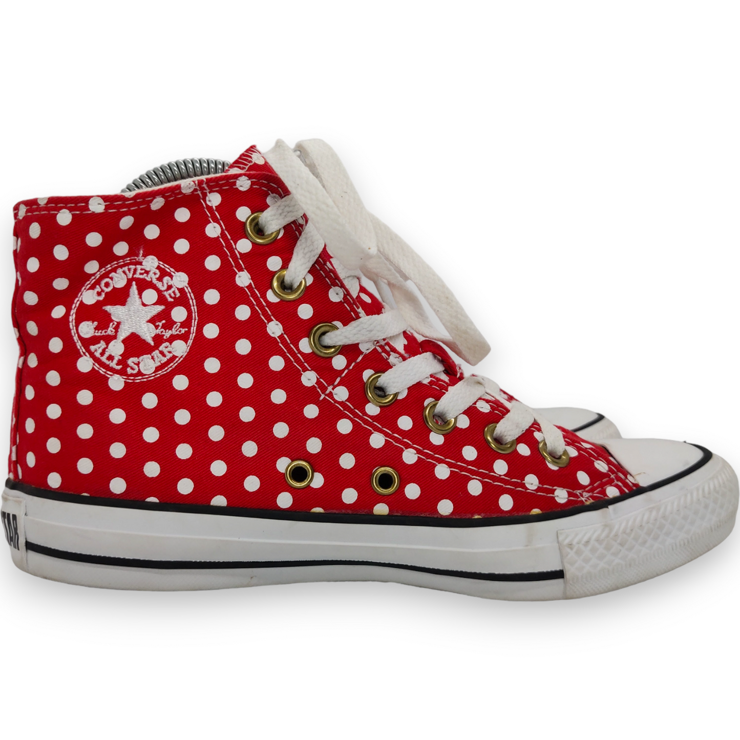 Converse All Star High Tops Red White Polka Dot Trainers Sneakers Shoes Women Size UK 4