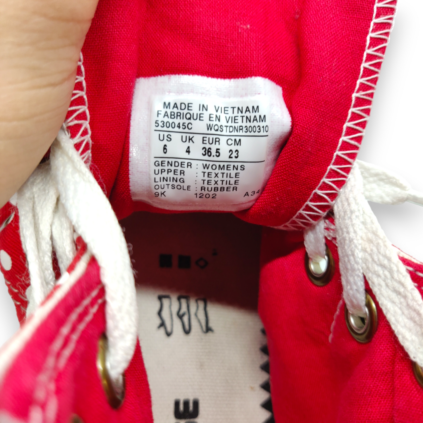 Converse All Star High Tops Red White Polka Dot Trainers Sneakers Shoes Women Size UK 4