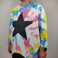 Studio Ryska Star Tie Dye Multicolour Oversized 3/4 Sleeve Top T-shirt Women Size XL