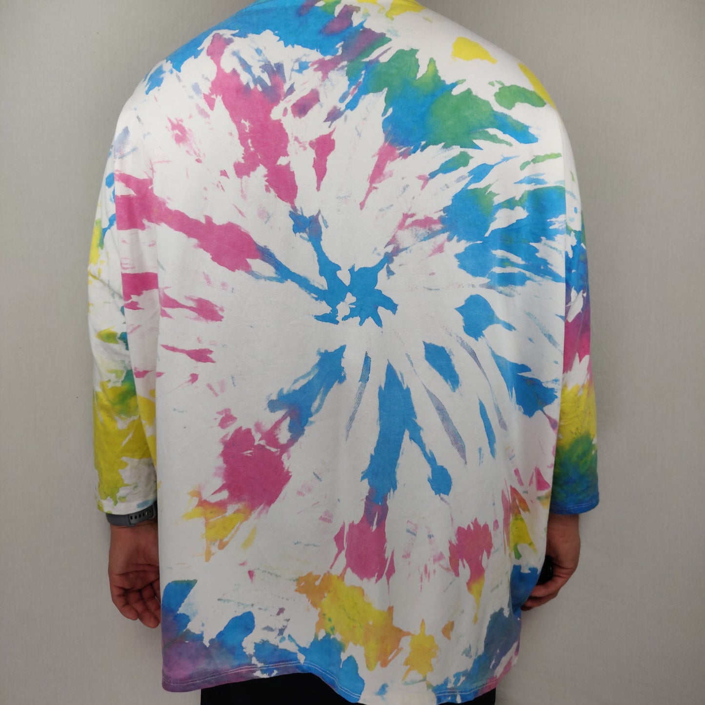 Studio Ryska Star Tie Dye Multicolour Oversized 3/4 Sleeve Top T-shirt Women Size XL