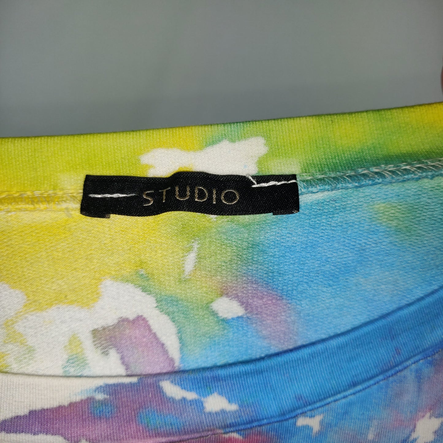 Studio Ryska Star Tie Dye Multicolour Oversized 3/4 Sleeve Top T-shirt Women Size XL