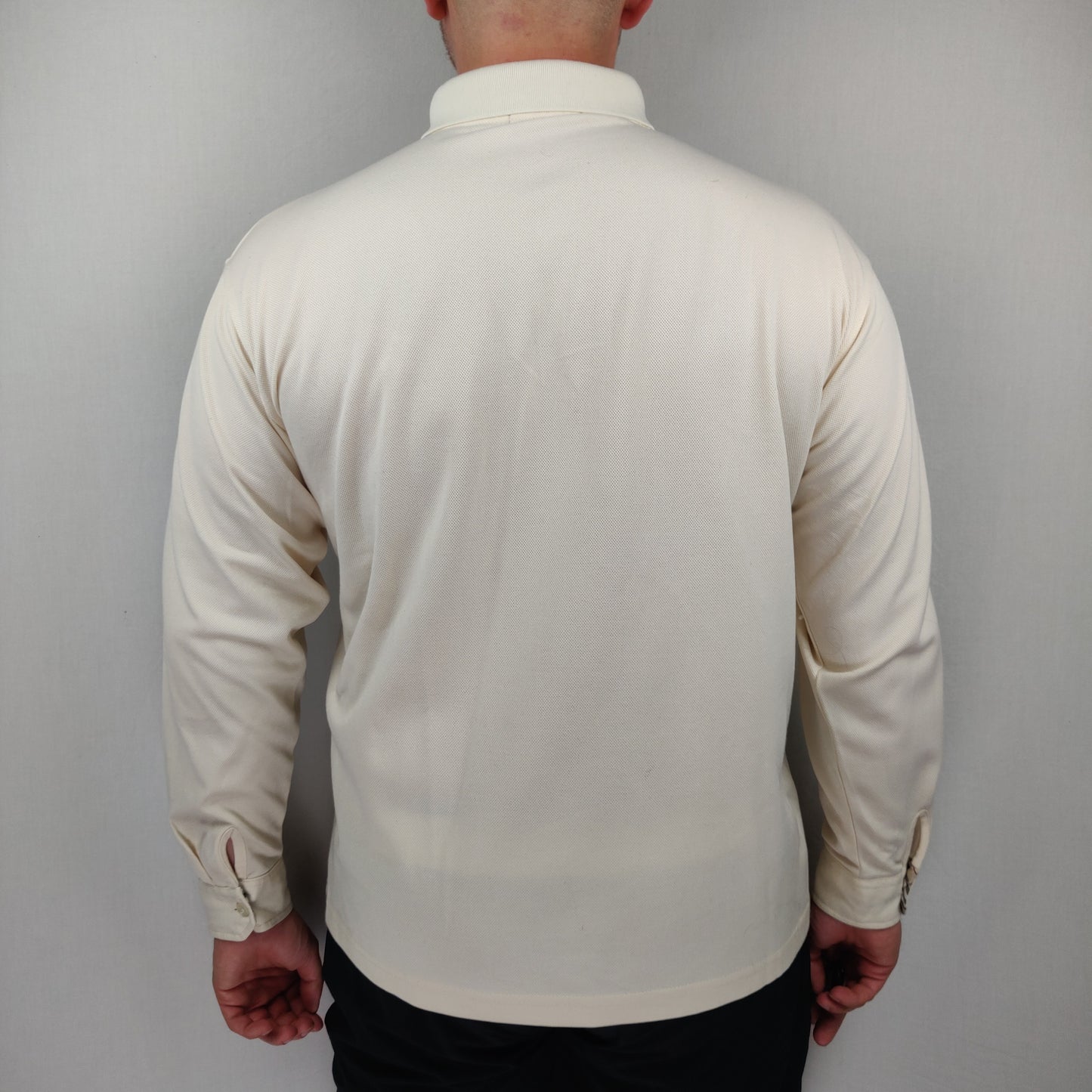 Burberry London White Long Sleeve Cotton Polo Shirt Men Size XL