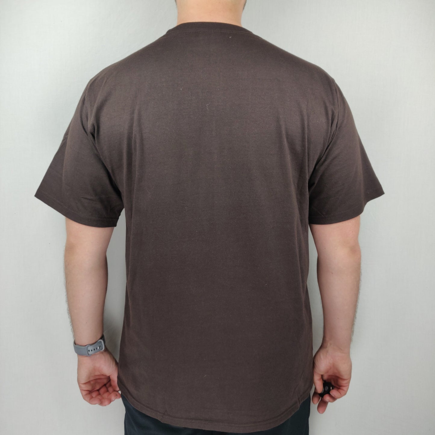 M-U Human Evolution Brown Cotton Short Sleeve T-shirt Men Size Large