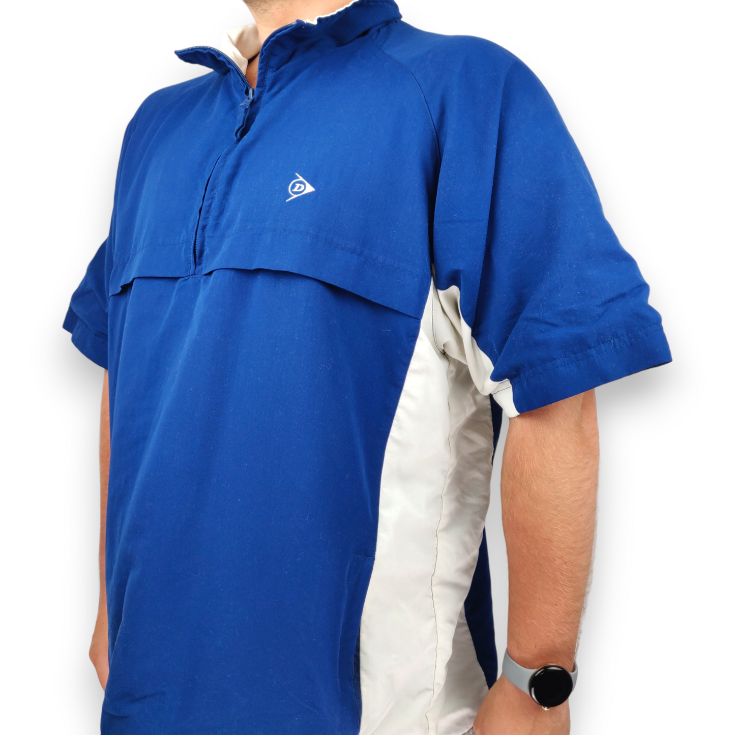 Dunlop Blue Short Sleeve Half-Zip Windbreaker Golf Jacket Men Size Large