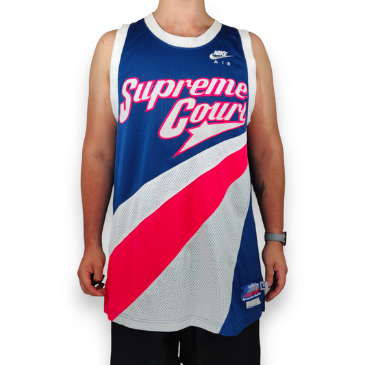 Nike Vintage Supreme Court Blue White Pink Shirt Basketball Jersey Men Size Large
