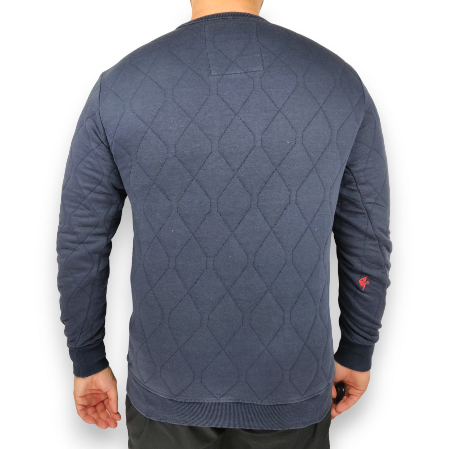 G-Star Raw Blue Quilted Pullover Crew Neck Sweatshirt Jumper Men Size Medium