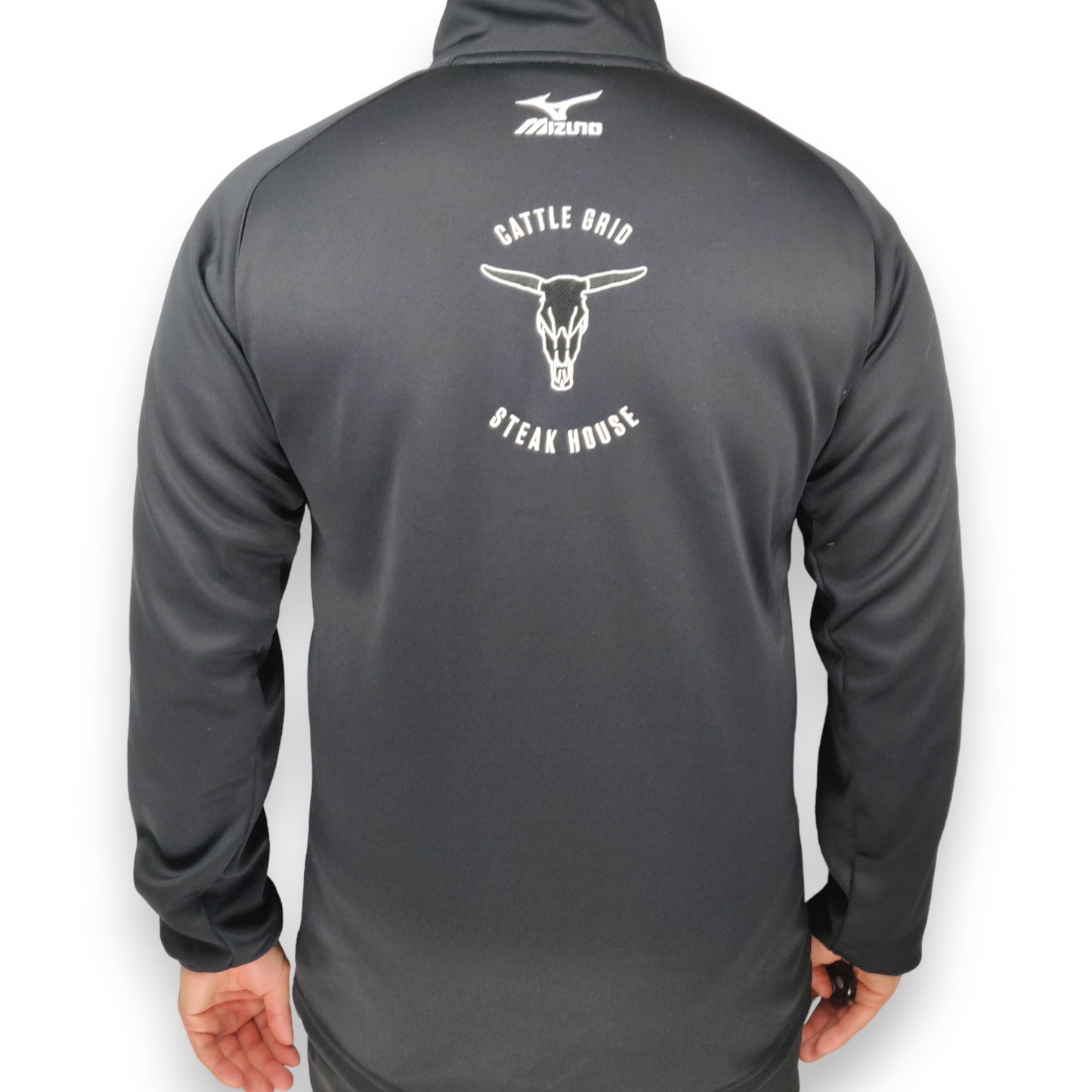 Mizuno Windsor Rugby Black Half-Zip Pullover Jumper Sweatshirt Men Size Medium