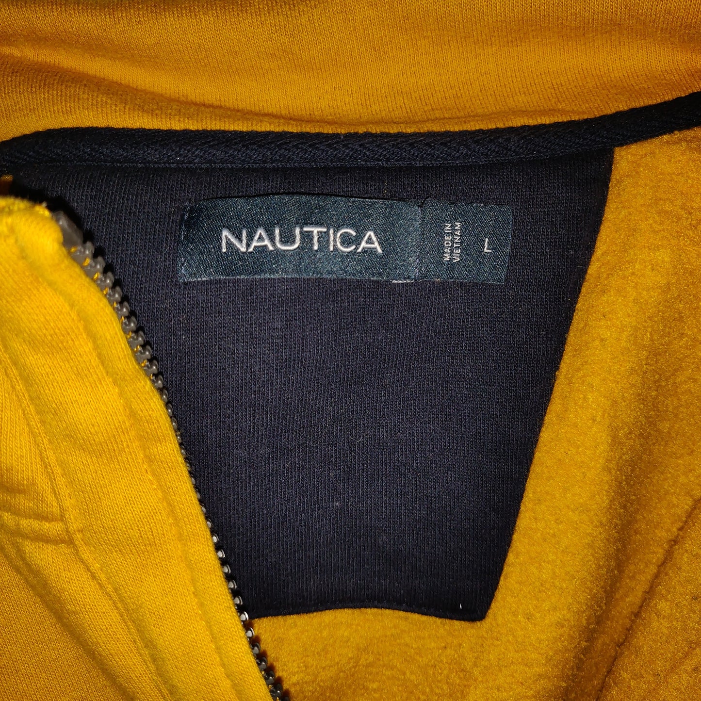 Nautica Vintage Yellow High Neck Half Zip Fleece Sweatshirt Jumper Men Size Large