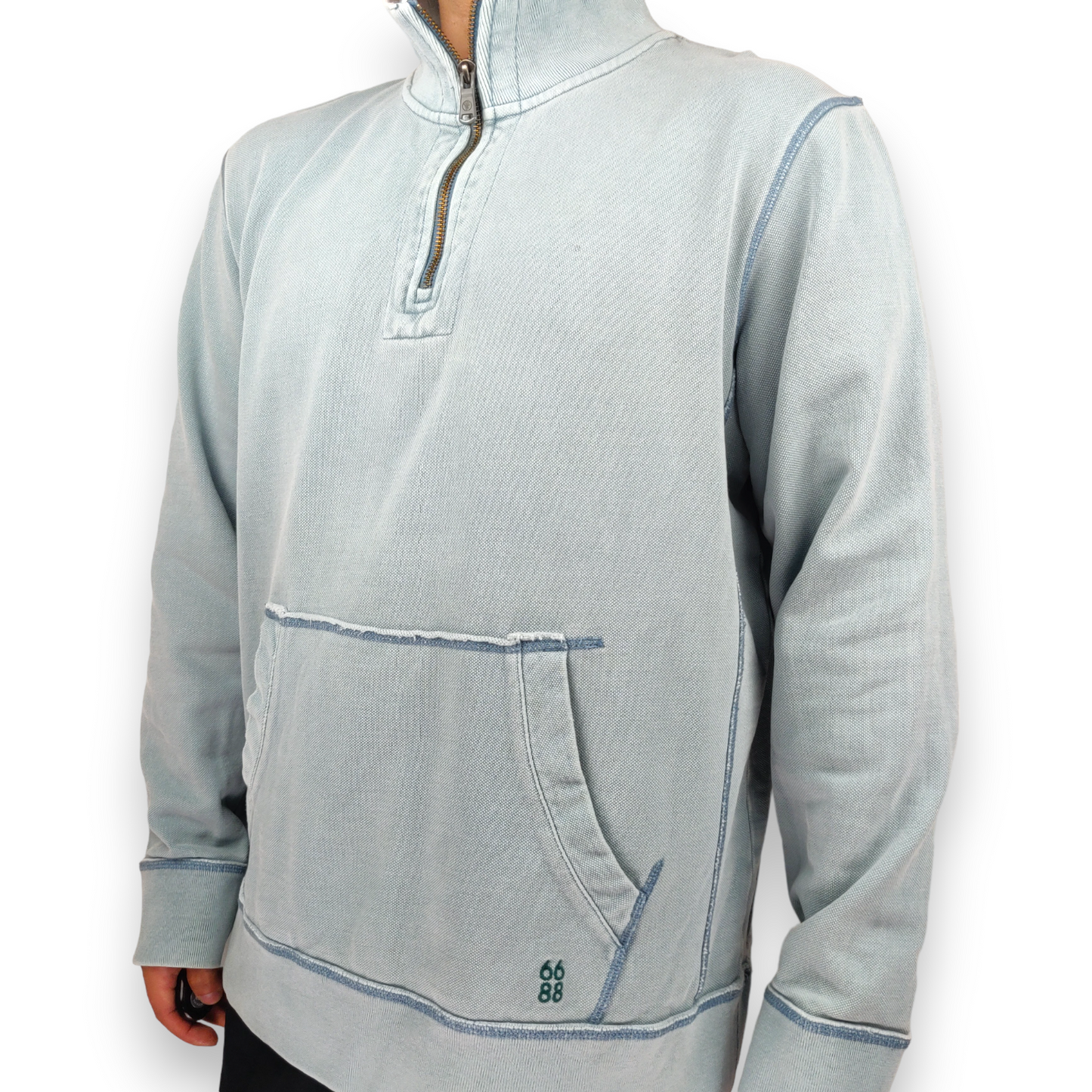 Fat Face Originals Blue Cotton Half-Zip Pullover Sweatshirt Jumper Men Size XL