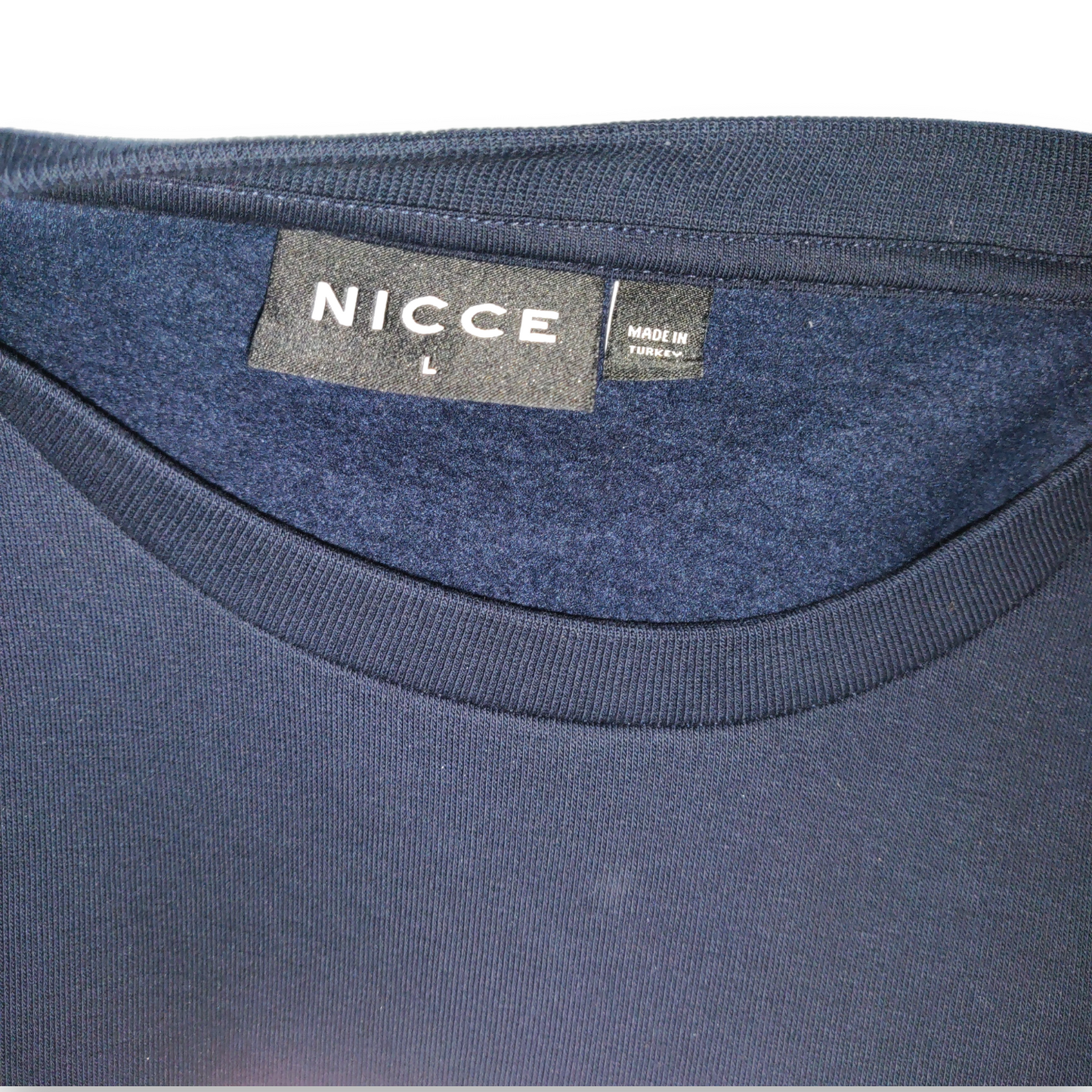 Nicce Navy Blue Spell Out Logo Pullover Crew Neck Sweatshirt Jumper Men Size Large