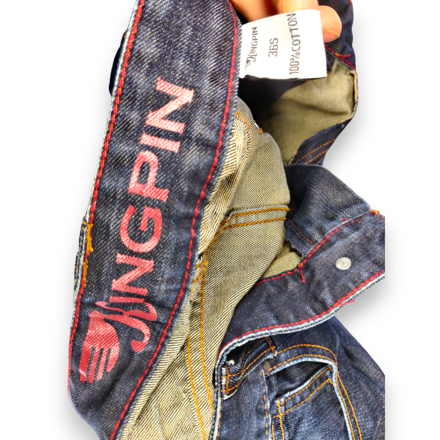 Kingpin 365 Blue Stonewash Straight Fit Denim Jeans Men Size W36/L30