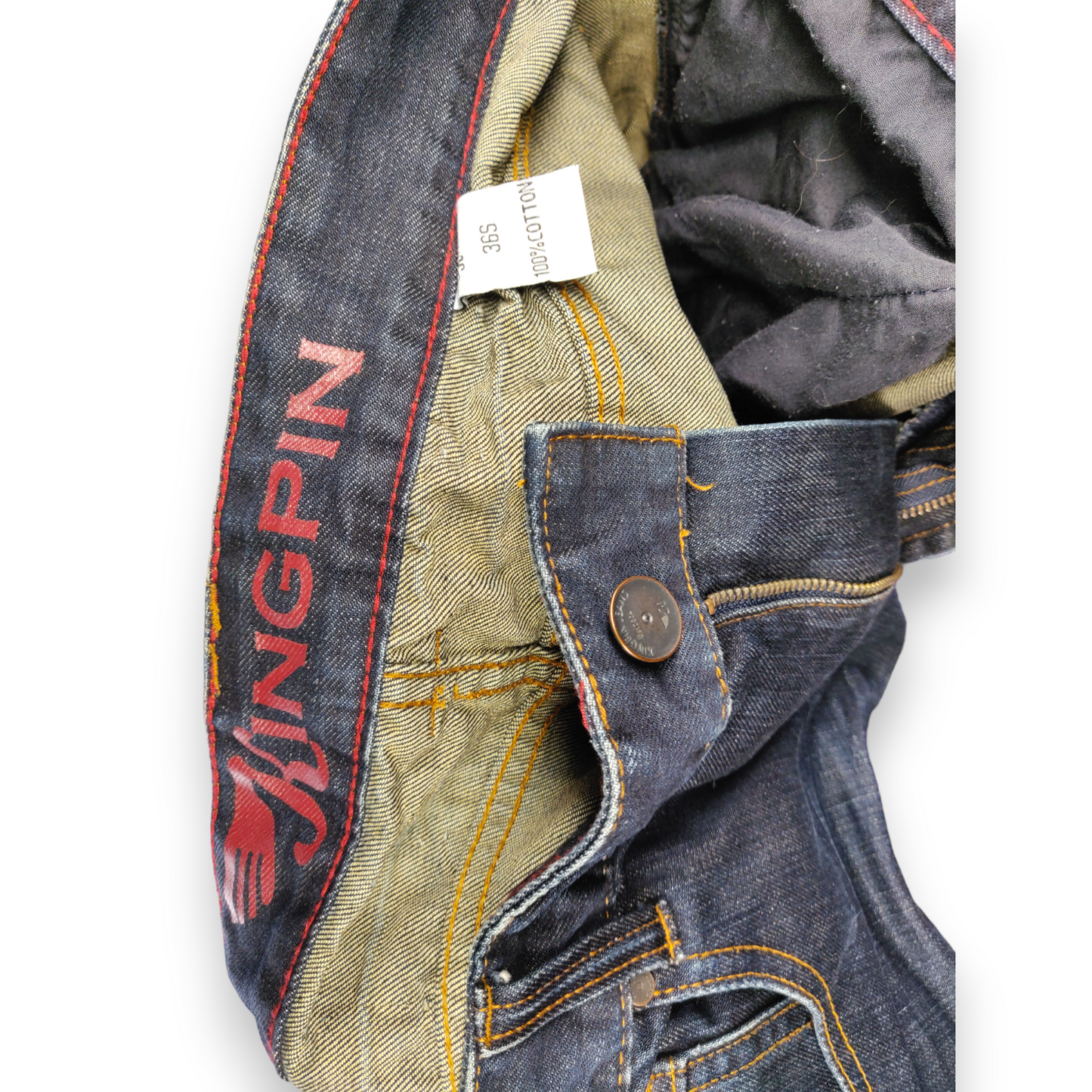 Kingpin 365 Blue Stonewash Straight Fit Denim Jeans Men Size W36/L30