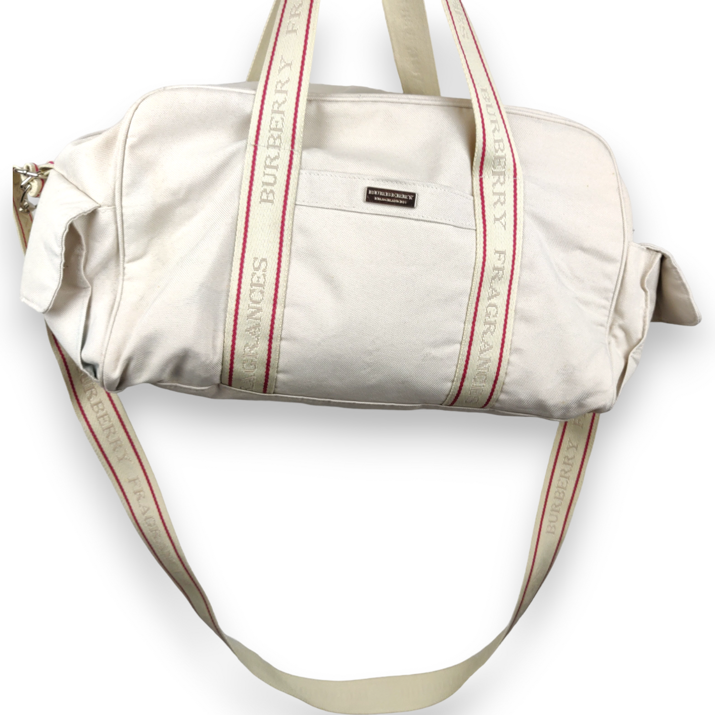 Burberry Fragrances White Duffle Travel Bag Casual Weekend Overnight Women Large