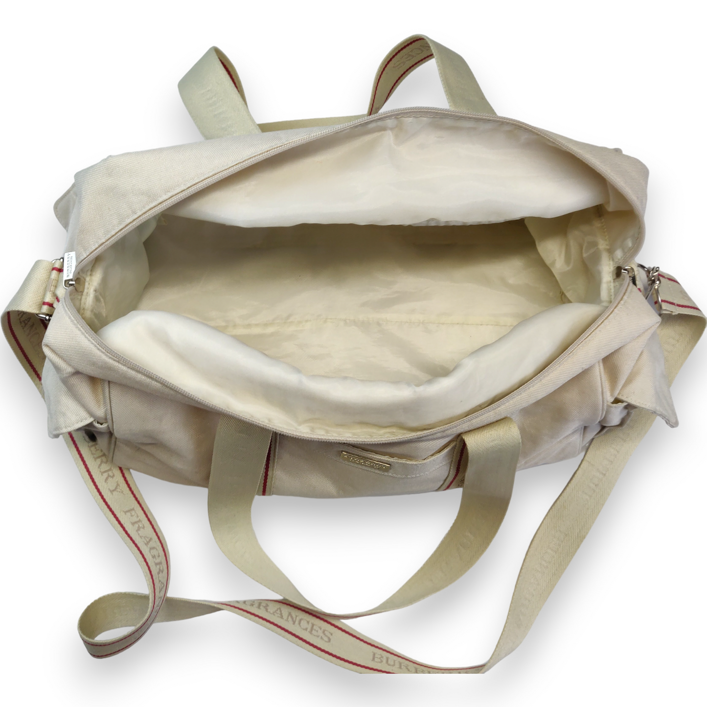 Burberry Fragrances White Duffle Travel Bag Casual Weekend Overnight Women Large