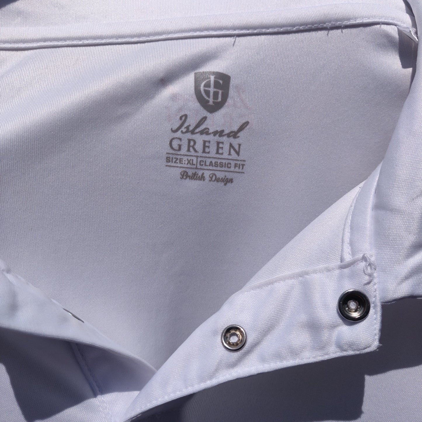 Island Green White Classic Fit Short Sleeve Golf Striped Polo Shirt Men Size XL