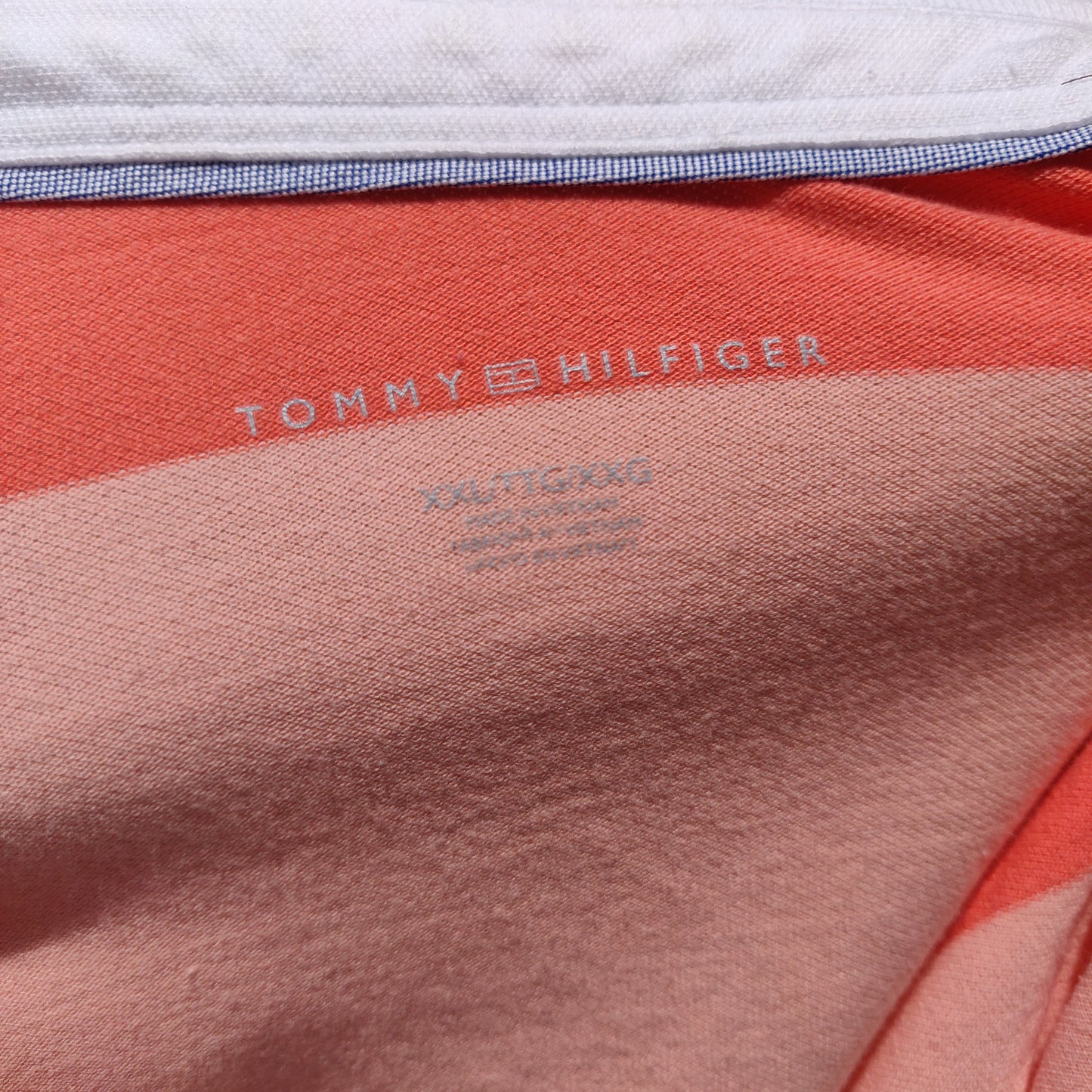 Tommy Hilfiger White Pink Striped Button Up Short Sleeve Polo Shirt Women Size 2XL