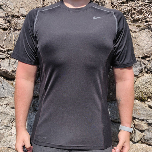 Nike Pro Combat Dri Fit Black Fitted Short Sleeve Base Layer T-Shirt Men Size Small
