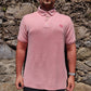 Paul Costelloe Living Pink Short Sleeve Half Button Oxford Polo Shirt Men Size Large