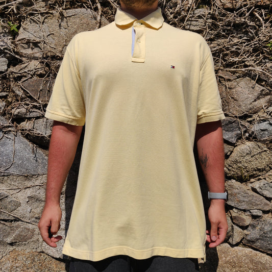 Tommy Hilfiger Yellow Short Sleeve Button Golf Rugby Tennis Cotton Polo Shirt Size XL