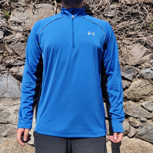 Under Armour Blue Long Sleeve 1/4 Zip Running/Training Top T-shirt Men Size Large