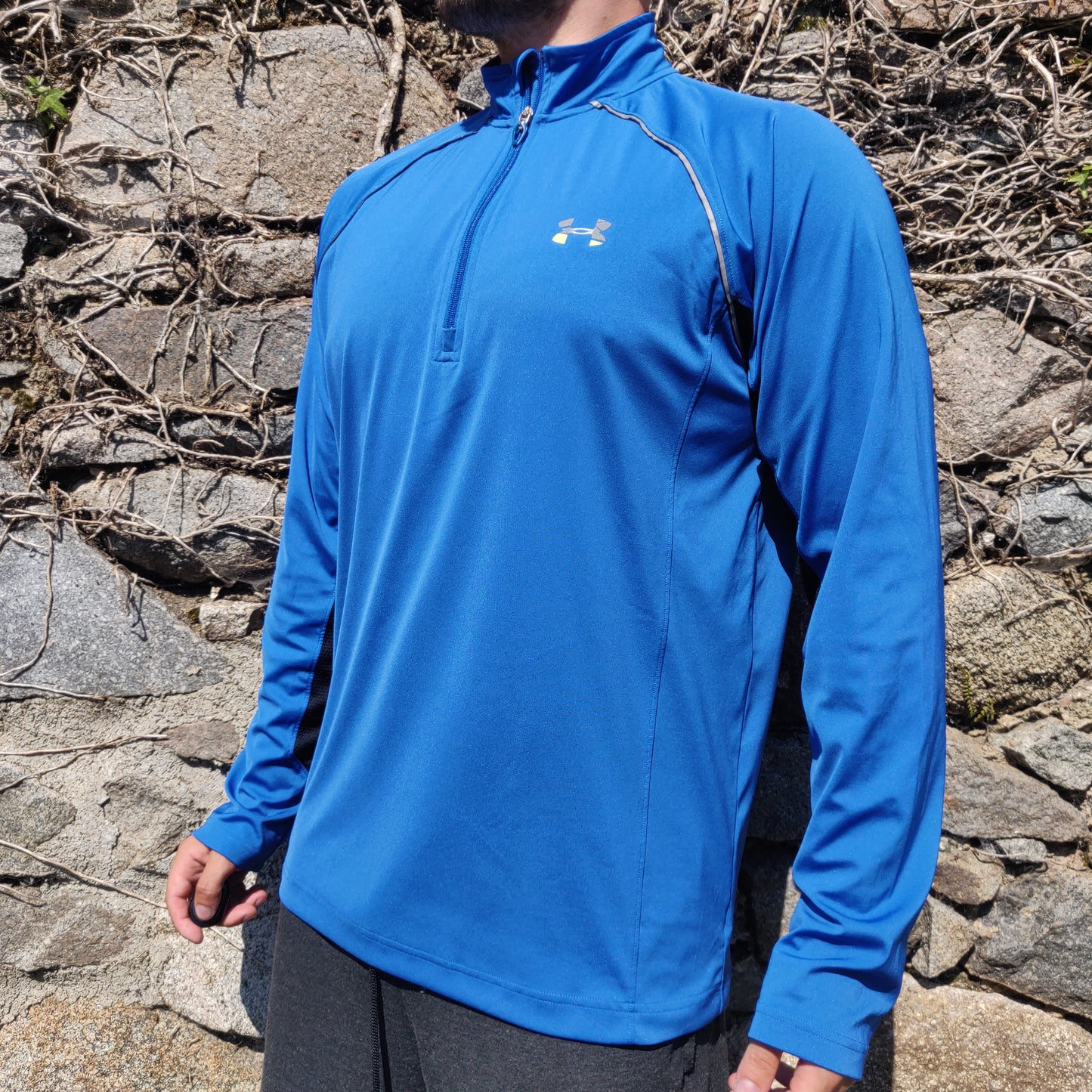 Under Armour Blue Long Sleeve 1/4 Zip Running/Training Top T-shirt Men Size Large