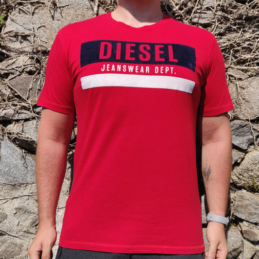 Diesel Jeanswear Dept Red Short Sleeve T-shirt Men Size Large