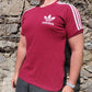Adidas Red Short Sleeve 3 Stripes Logo Crew Neck T-shirt Men Size Medium