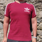 Adidas Red Short Sleeve 3 Stripes Logo Crew Neck T-shirt Men Size Medium