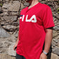 FILA Vintage Red Mesh Button Up V-Neck Logo Baseball Jersey Shirt Men Size Large