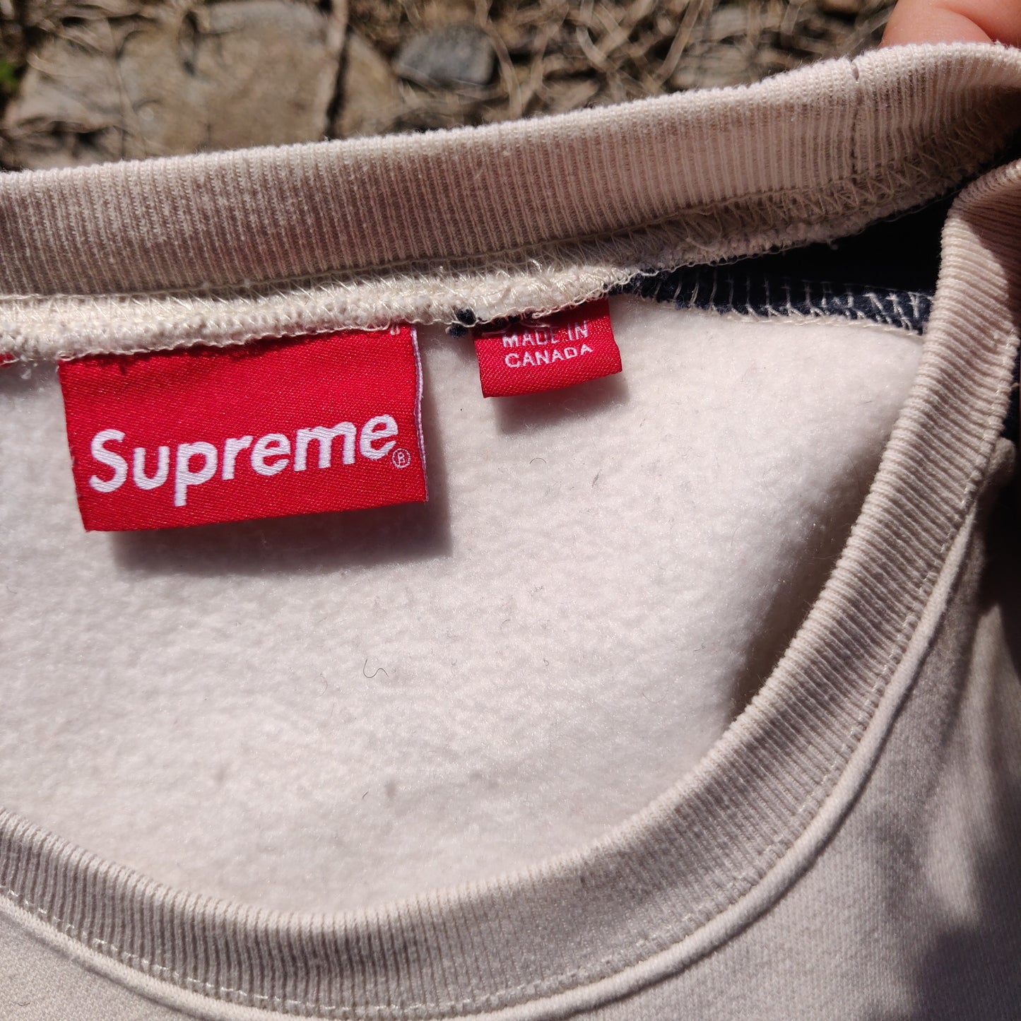 Supreme Formula Crew Neck SS19 Natural NY Red Box Logo Sweatshirt Men Large