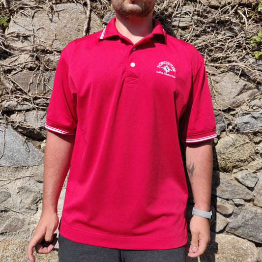 FootJoy FJ Red Short Sleeve Up Button Golf Polo Shirt Men Size Large