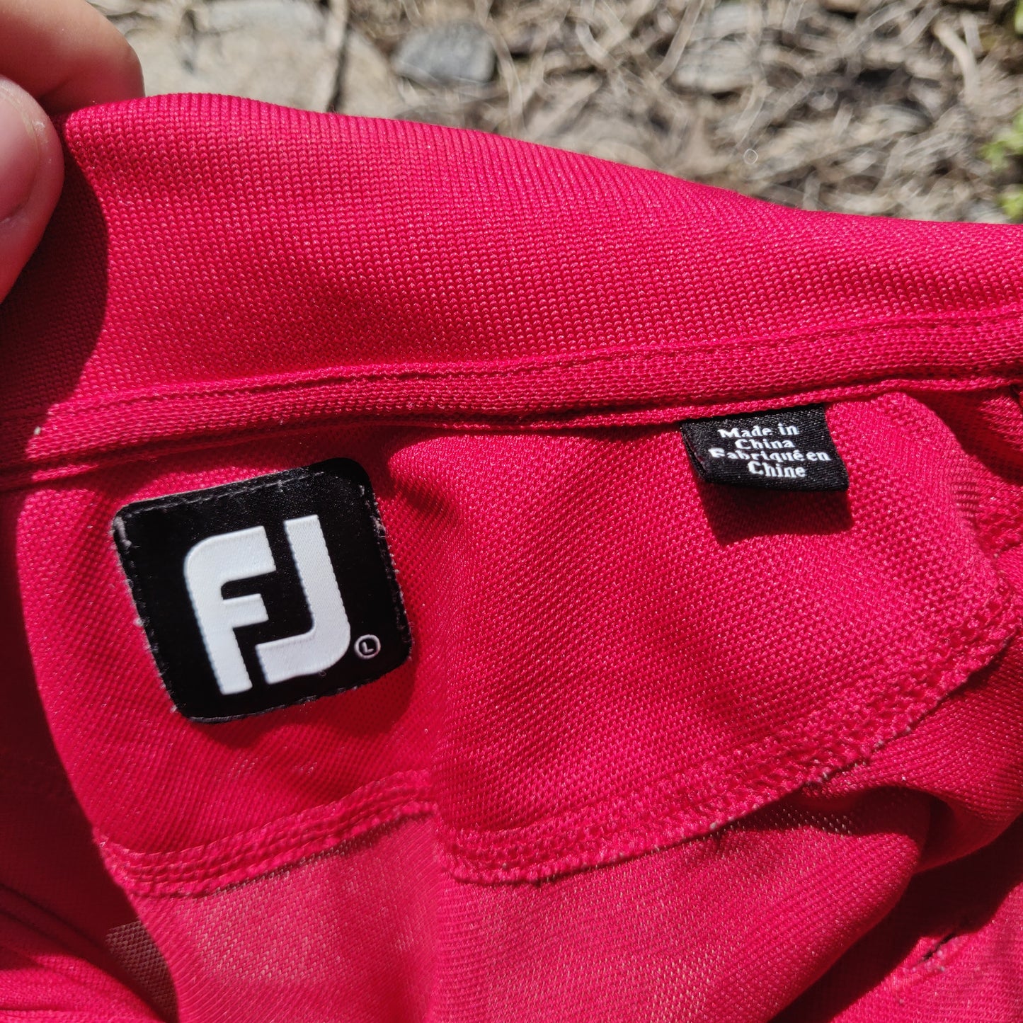 FootJoy FJ Red Short Sleeve Up Button Golf Polo Shirt Men Size Large