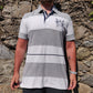 Tommy Hilfiger Custom Fit White Grey Striped Cotton Golf Polo Shirt Men Size Large