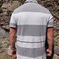 Tommy Hilfiger Custom Fit White Grey Striped Cotton Golf Polo Shirt Men Size Large