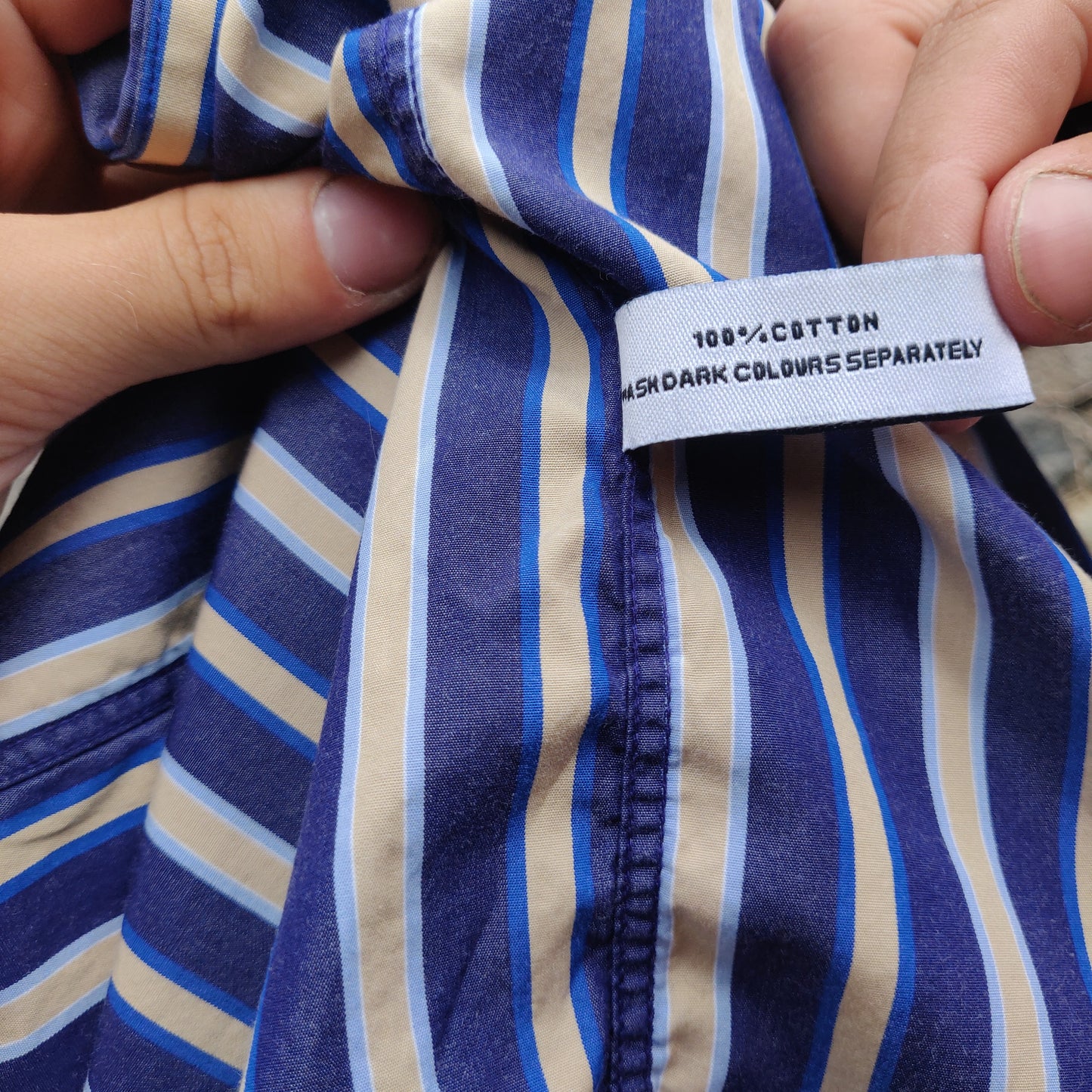 ANDRÉ Cool Blues Blue Short Sleeve Button Up Striped Casual Shirt Men Size XXL