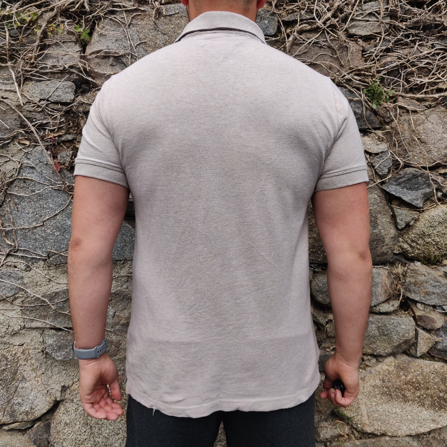 Tommy Hilfiger Beige Short Sleeve Classic Fit Cotton Polo Shirt Men Size Medium