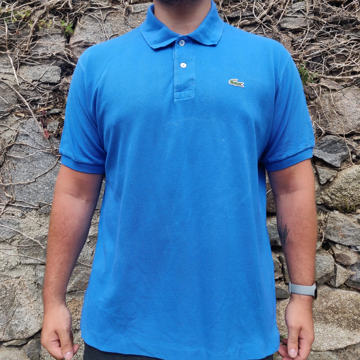 Lacoste Blue Short Sleeve Half Button Golf Tennis Cotton Polo Shirt Men Size XL / 6