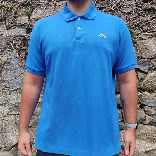 Lacoste Blue Short Sleeve Half Button Golf Tennis Cotton Polo Shirt Men Size XL / 6