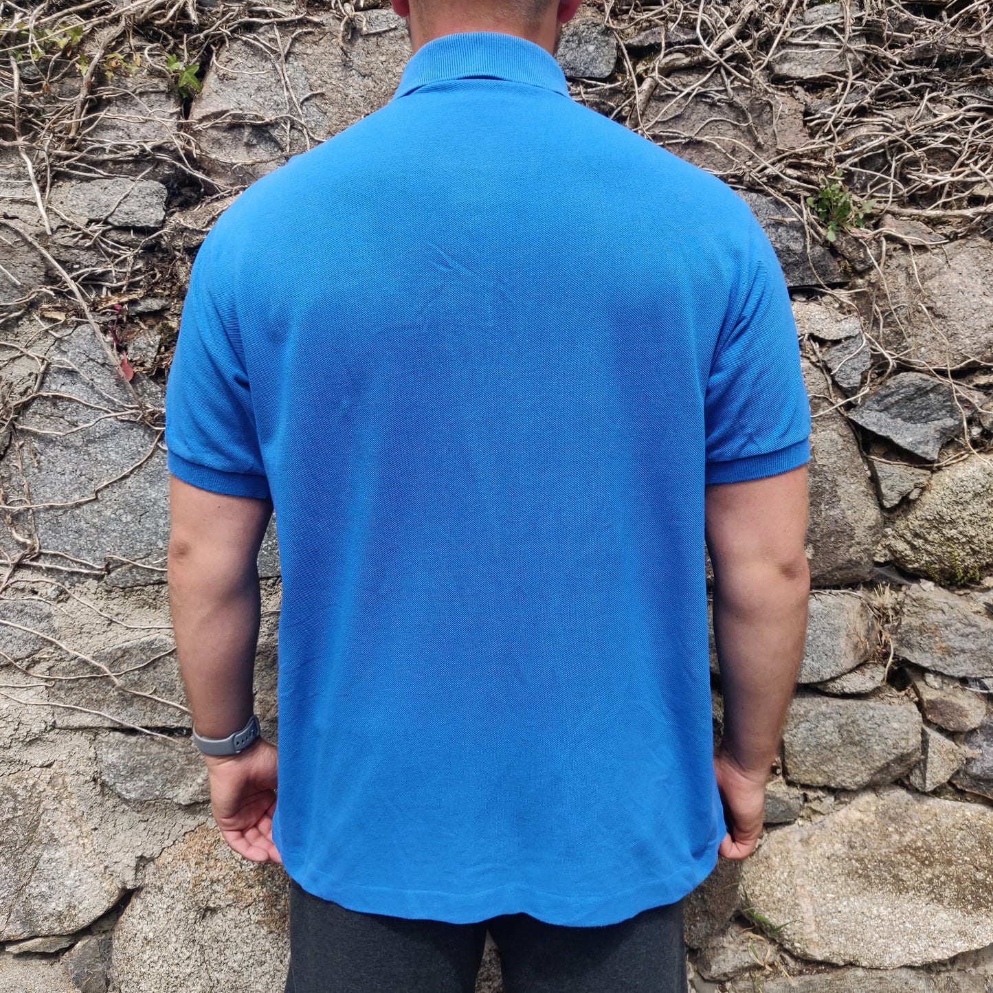 Lacoste Blue Short Sleeve Half Button Golf Tennis Cotton Polo Shirt Men Size XL / 6