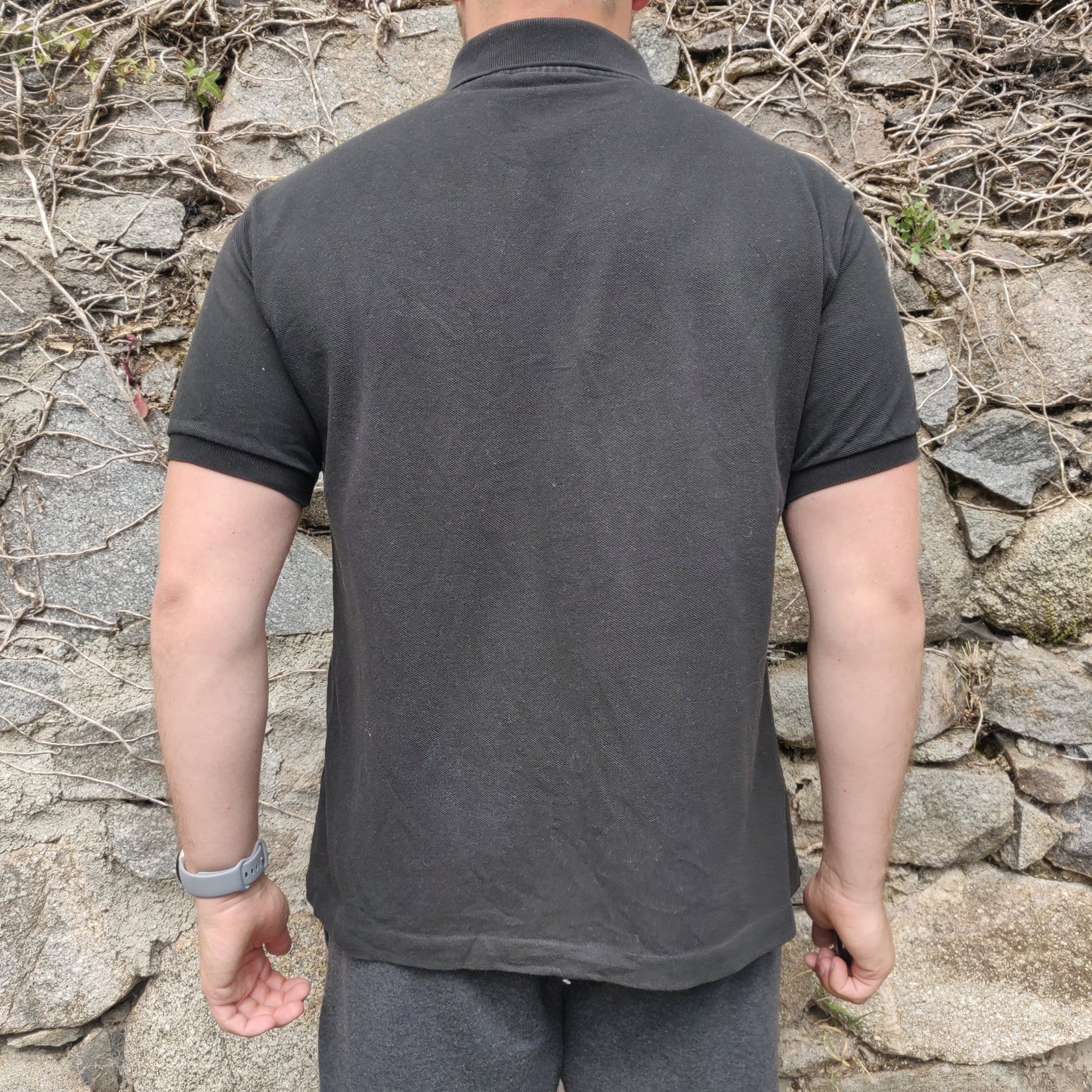 Lacoste Black Short Sleeve Classic Fit Button Up Cotton Polo Shirt Men Size Large / 5