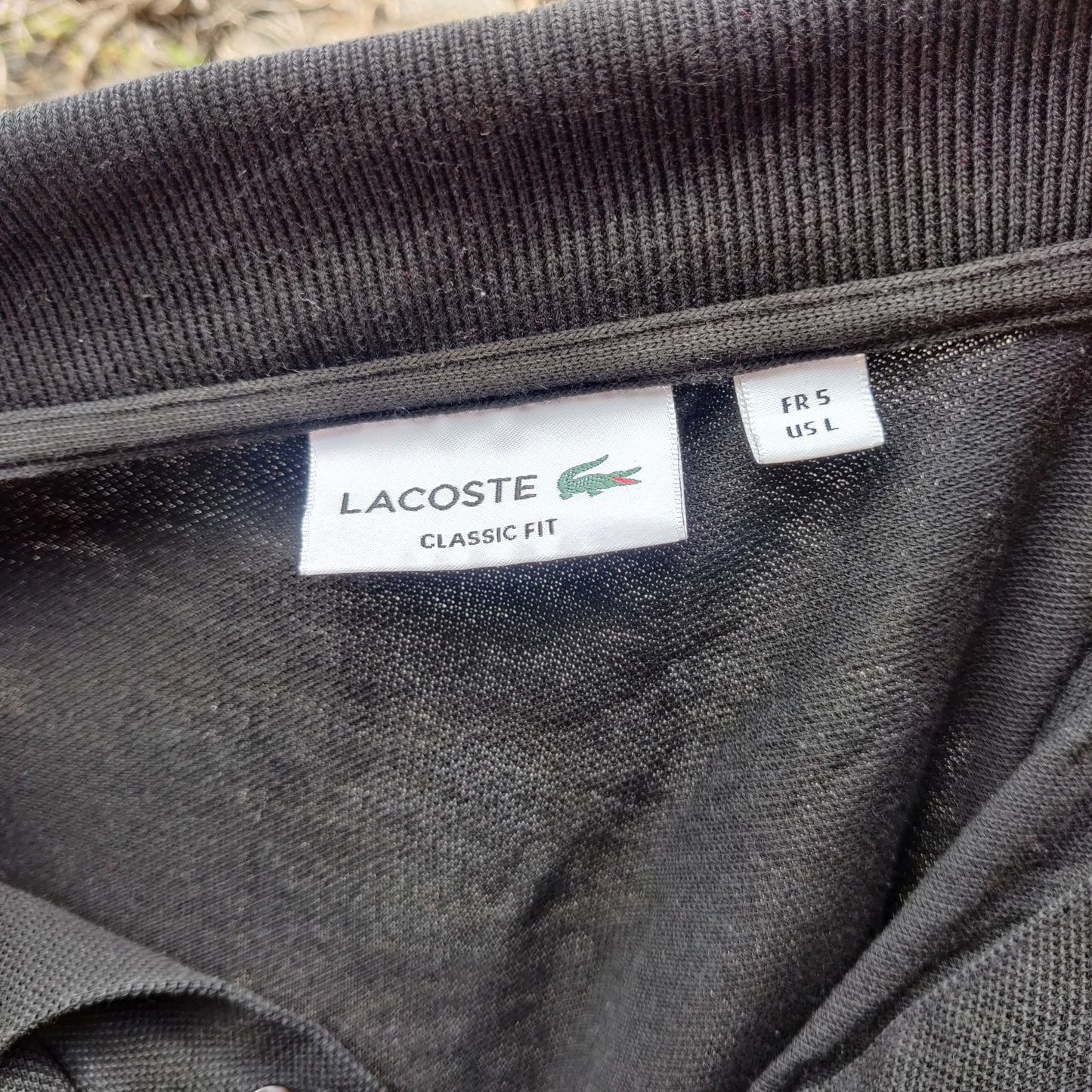 Lacoste Black Short Sleeve Classic Fit Button Up Cotton Polo Shirt Men Size Large / 5