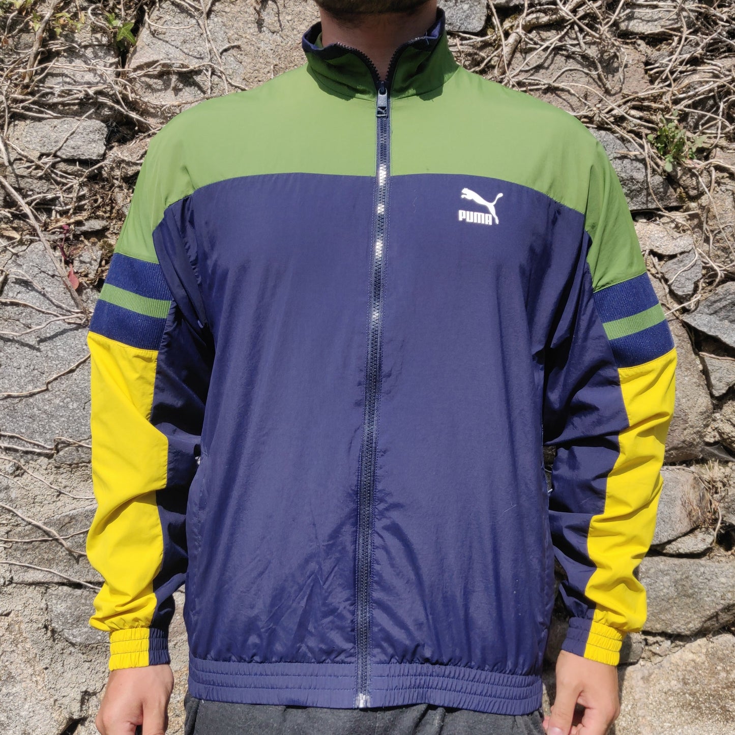 Puma XTG Blue Green Festival Colourful Windbreaker Track Jacket Men Medium