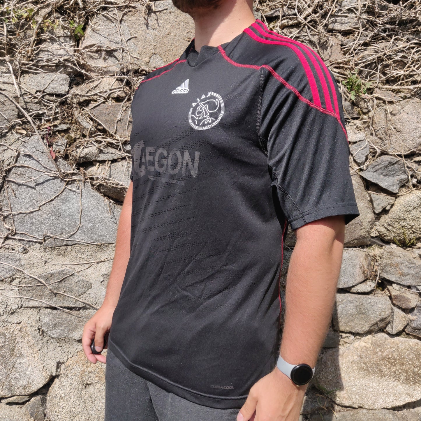 Adidas AJAX 2009/2010 Away Black Football Shirt Jersey Men Size Large ~ P06638