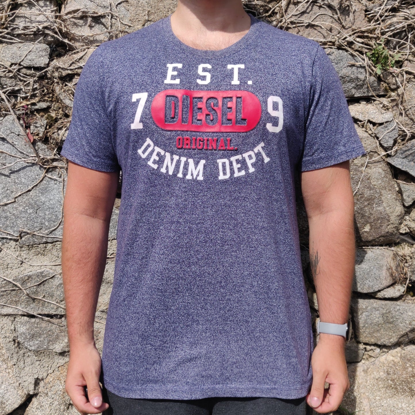 Diesel Denim Dept Blue Short Sleeve Crew Neck T-Shirt Men Size Large