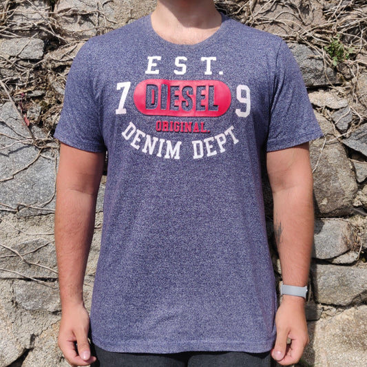 Diesel Denim Dept Blue Short Sleeve Crew Neck T-Shirt Men Size Large