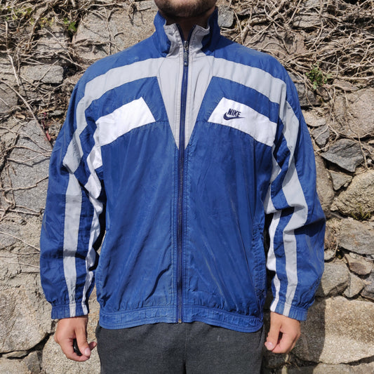 Nike Vintage Blue Rare 90's Windbreaker Retro Sport Track Jacket Men Size XL